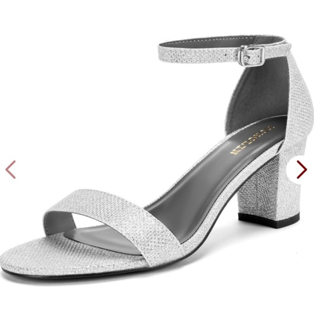 Elegant Silver Heeled Sandals with Glitter Finish